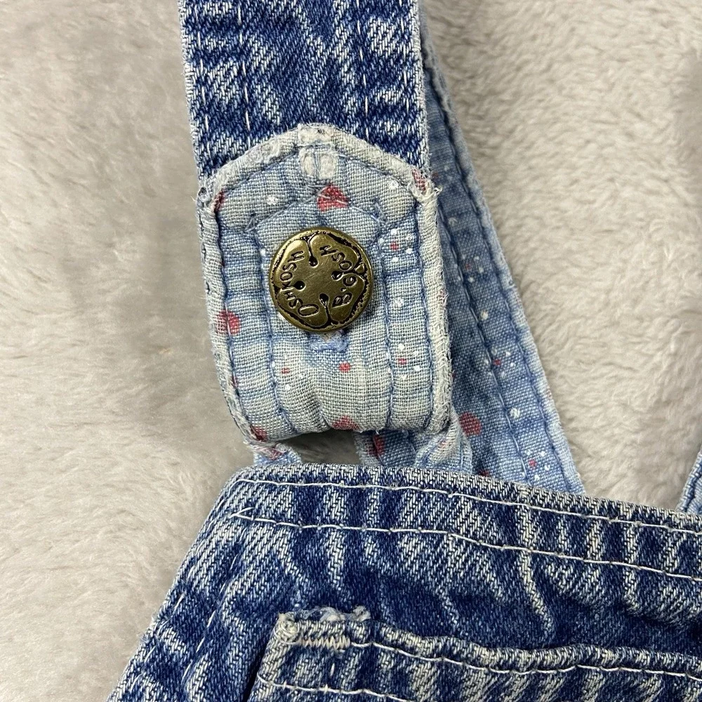 VTG Oshkosh B'gosh Vestbak Blue Denim Overalls Girl's 3T Hearts Farmcore Play